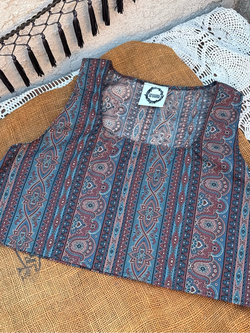 Handmade vintage fabric crop top